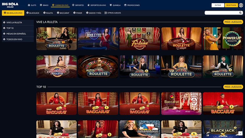 Big Bola Online — Live dealer lobby