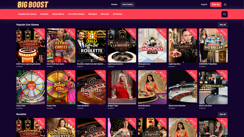 Big Boost — Live dealer lobby