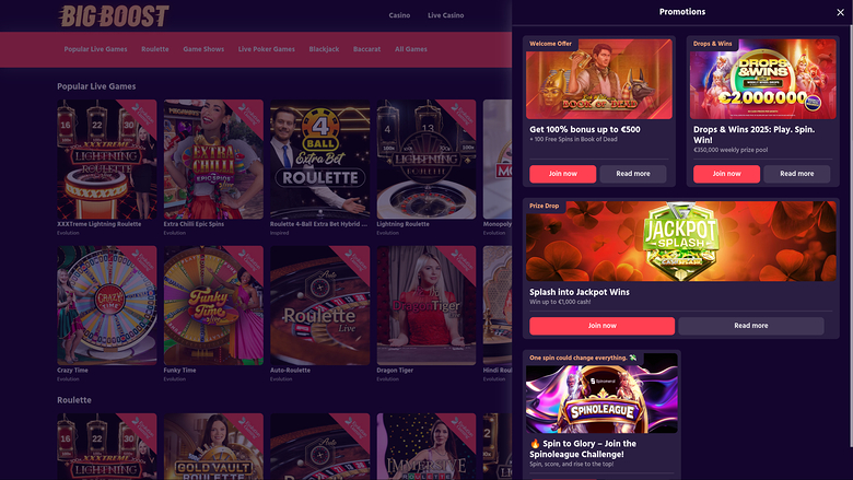 Big Boost — Promotions page