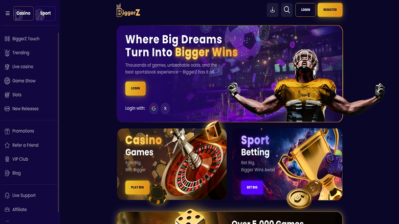 Biggerz Casino — Homepage