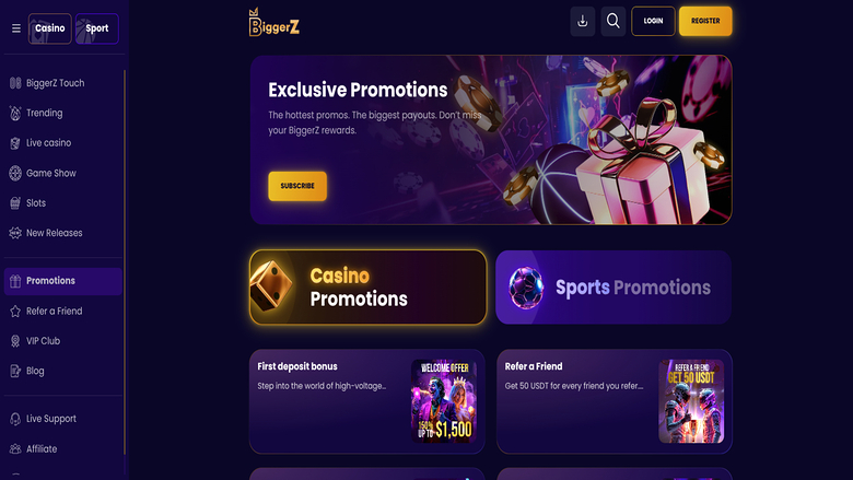 Biggerz Casino — Promotions page
