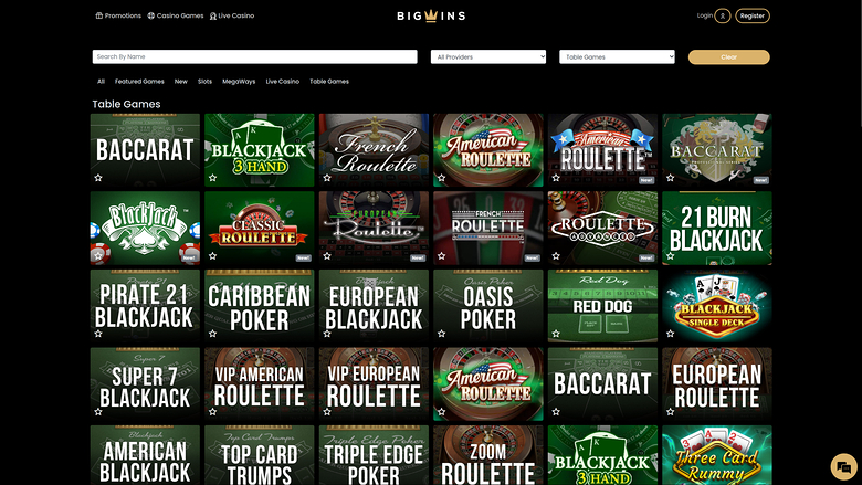 BigWins — Games lobby