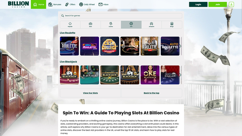 Billion Casino — Live dealer lobby