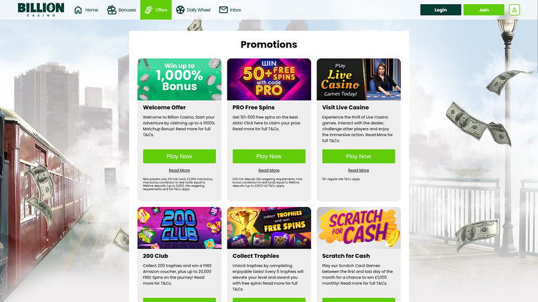 Billion Casino — Promotions page
