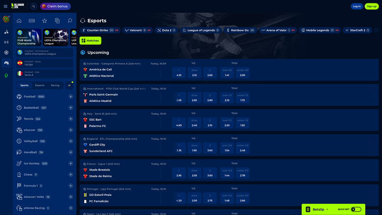 BillionaireSpin Casino — Sportsbook