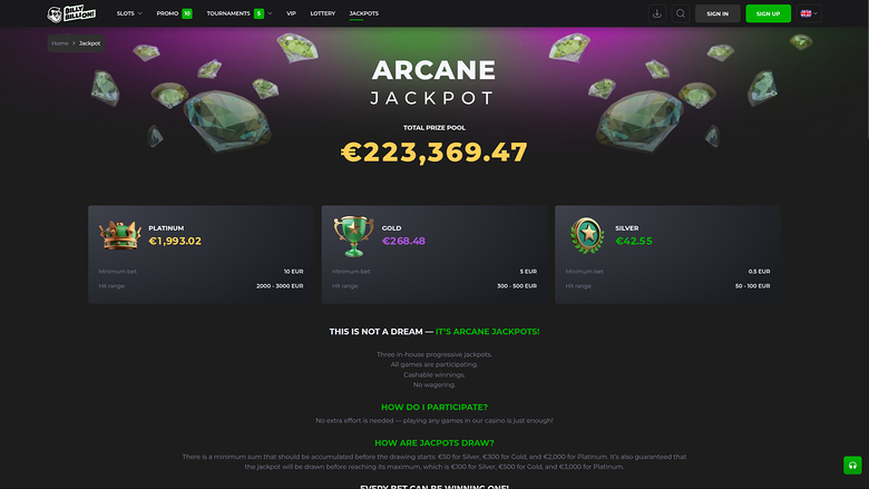 Billy Billion Casino — Jackpot games