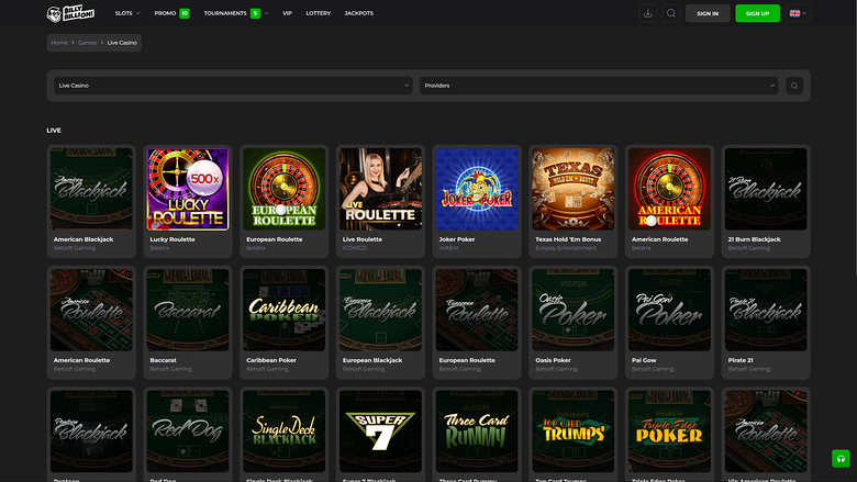 Billy Billion Casino — Live dealer lobby