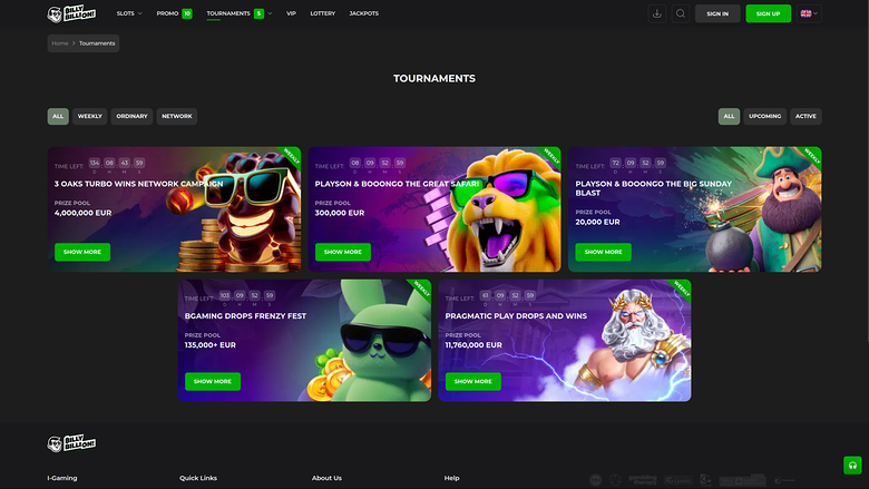 Billy Billion Casino — Tournaments