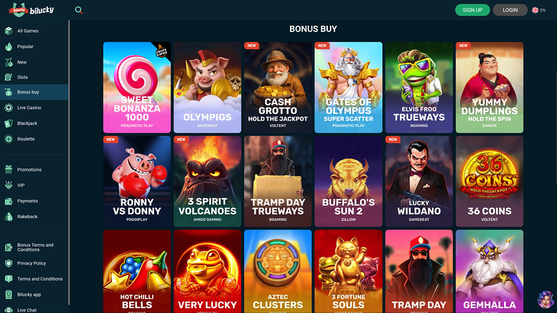 Bilucky Casino — Bonus page
