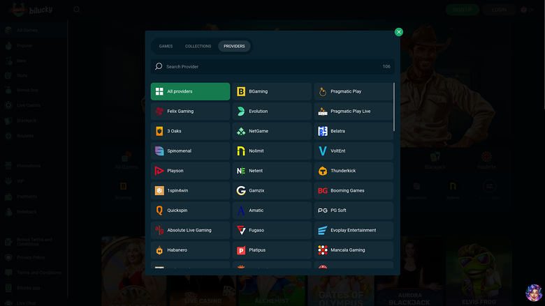 Bilucky Casino — Games by studio