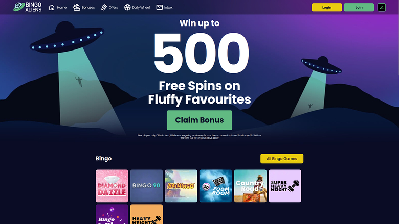 Bingo Aliens — Homepage