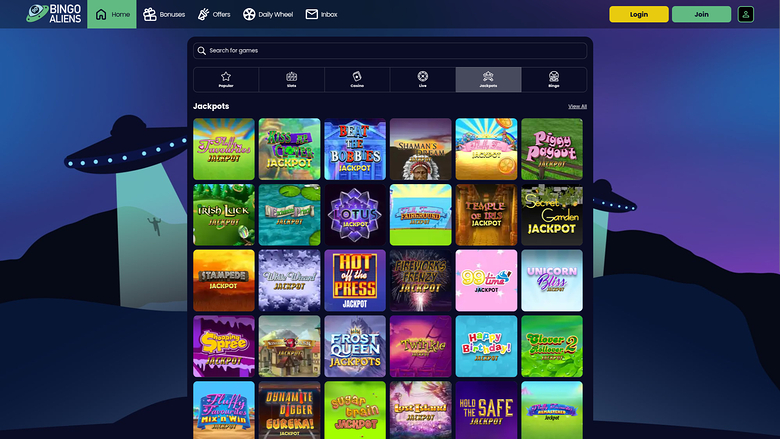 Bingo Aliens — Jackpot games