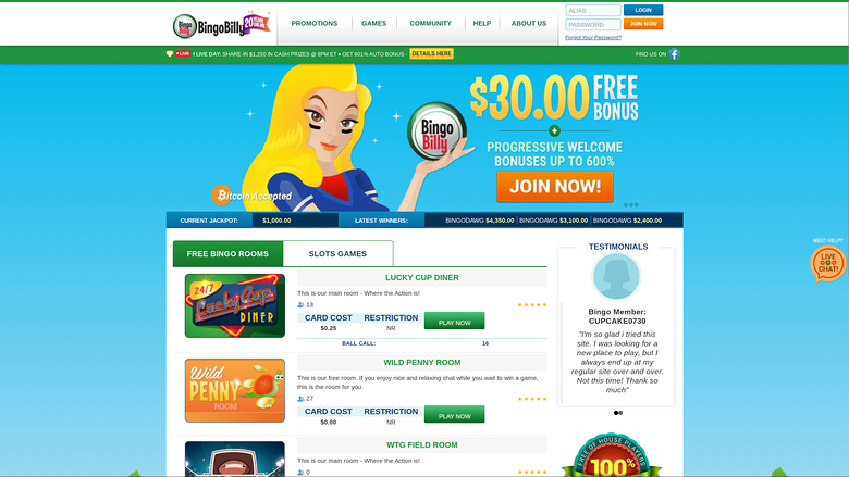 Bingo Billy Casino — Homepage