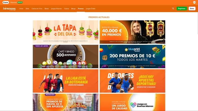 Bingo Botemania — Promotions page