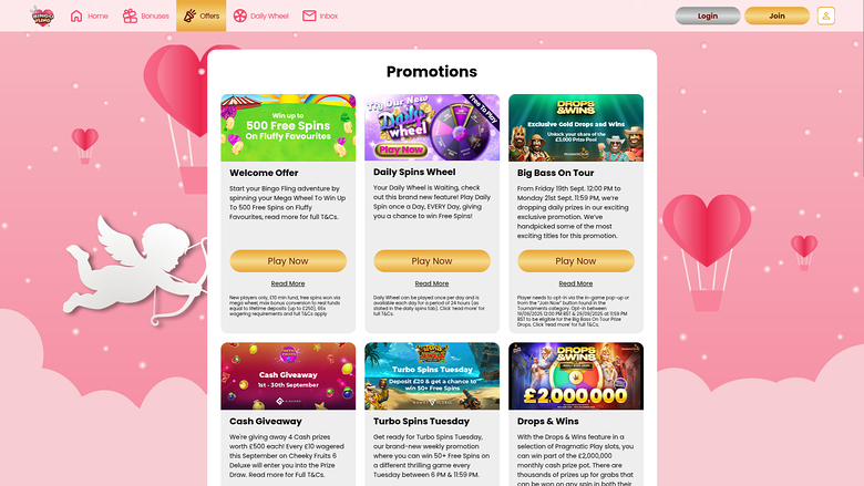 Bingo Fling Casino — Promotions page
