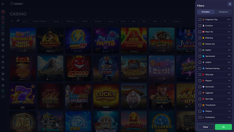 Bino.bet Casino — Games by studio