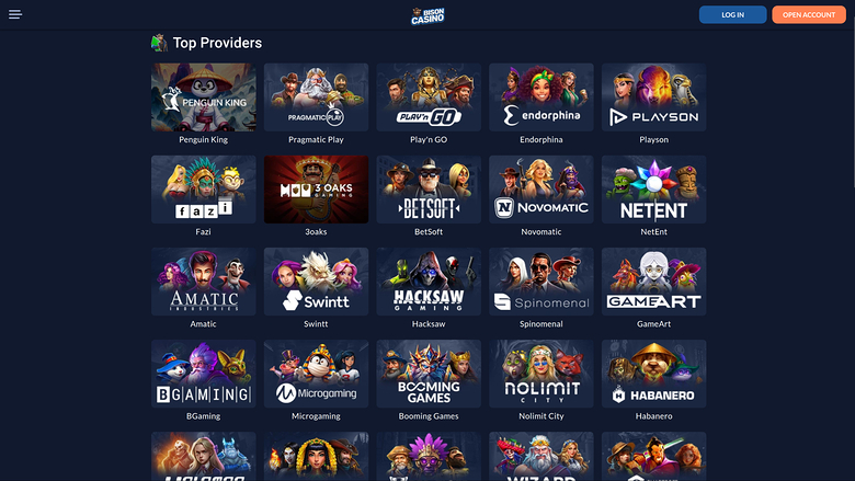 Bison Casino — Games by studio