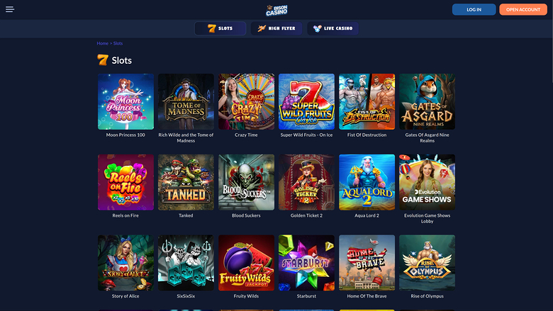 Bison Casino — Games lobby