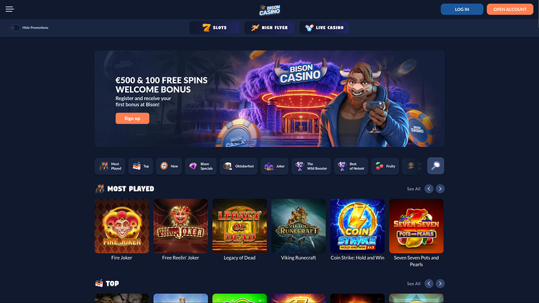 Bison Casino — Homepage