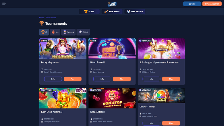 Bison Casino — Tournaments