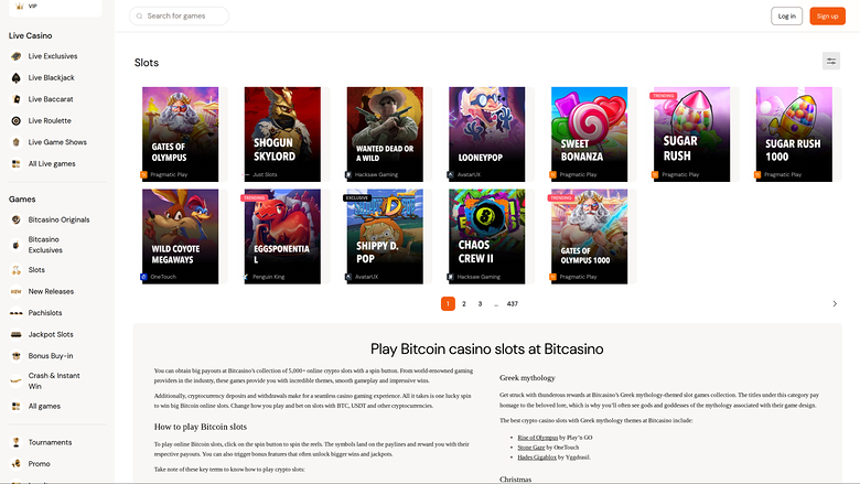 Bitcasino.io — Games lobby