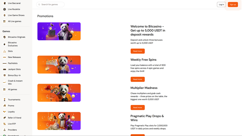 Bitcasino.io — Promotions page