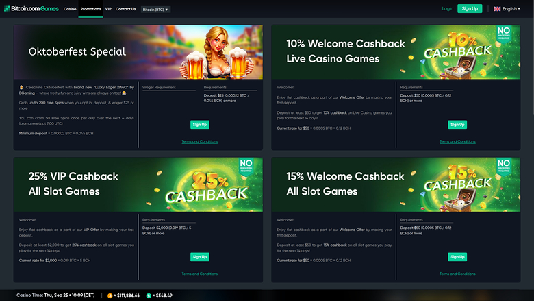 Bitcoin.com Games Casino — Promotions page