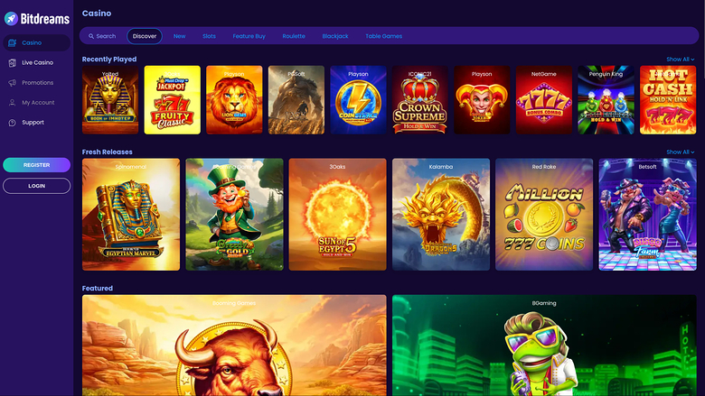 Bitdreams Casino — Games lobby
