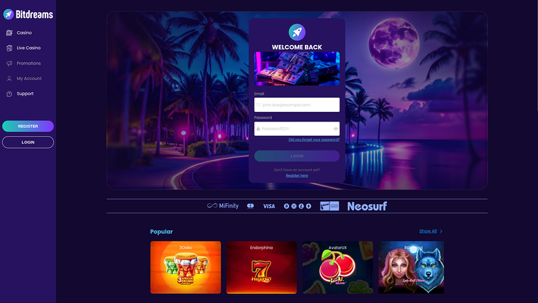 Bitdreams Casino — Homepage