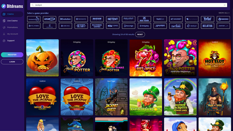 Bitdreams Casino — Jackpot games