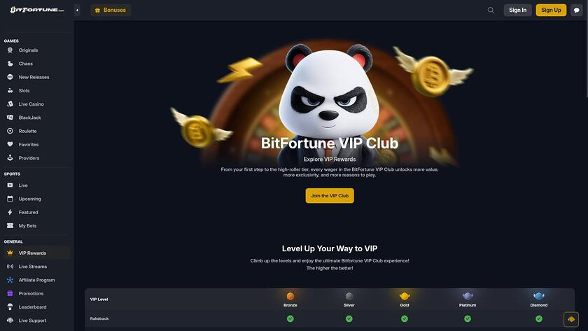 BitFortune Casino — VIP section