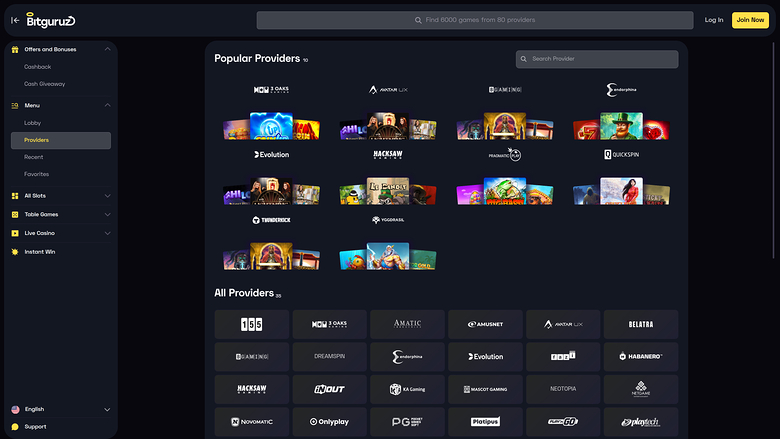 BitGuruz Casino — Games by studio