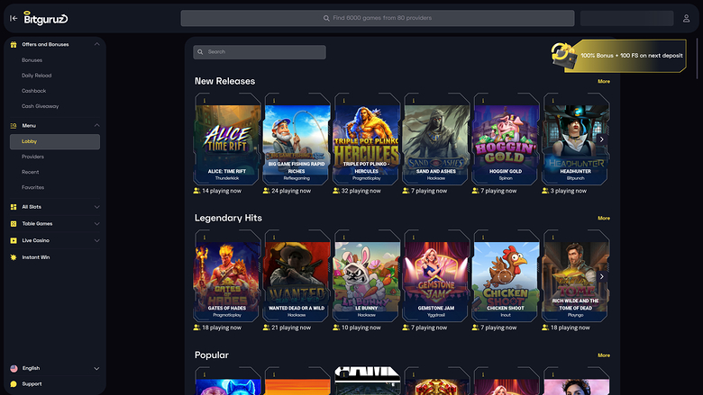 BitGuruz Casino — Games lobby