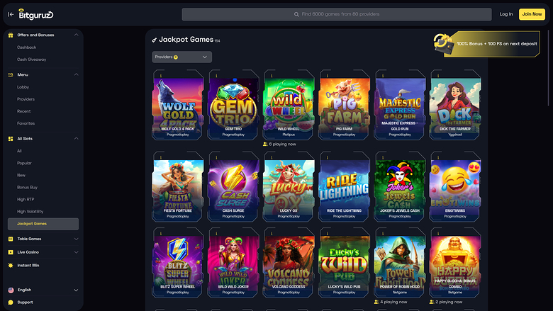 BitGuruz Casino — Jackpot games