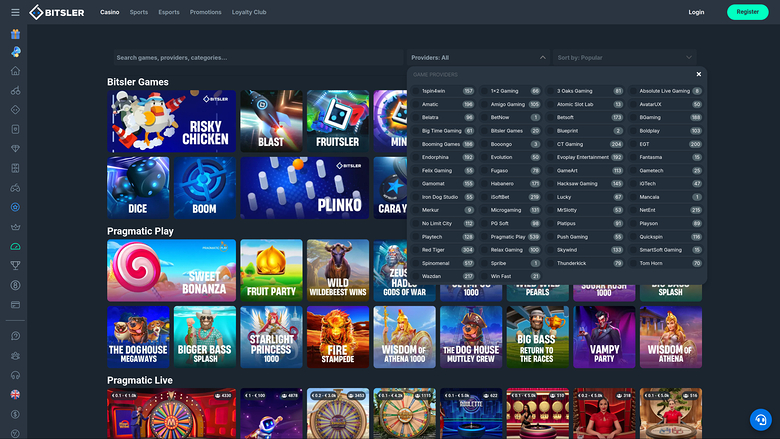 Bitsler Casino — Games by studio