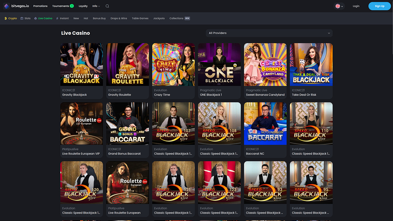 BitVegas Casino — Live dealer lobby