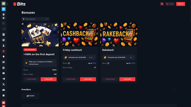 Bitz.io Casino — Promotions page