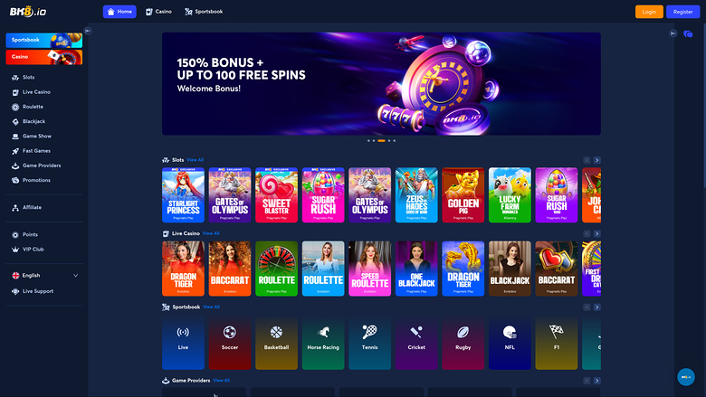 BK8.io Casino — Homepage