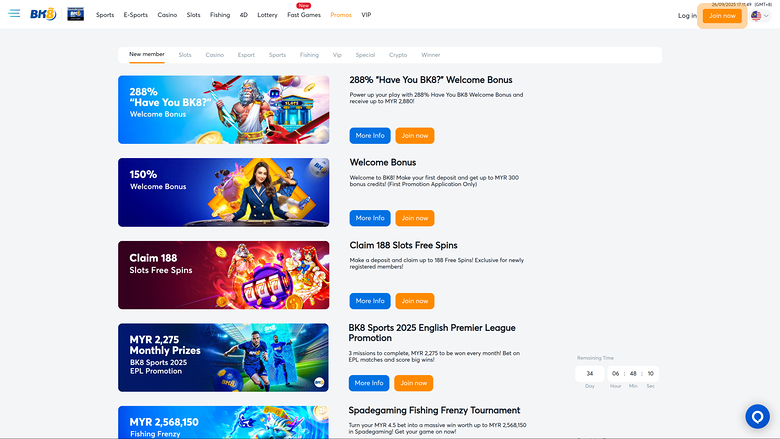 BK8 — Promotions page