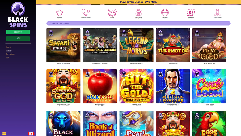 Black Spins Casino — Games lobby