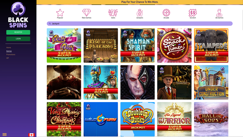 Black Spins Casino — Jackpot games