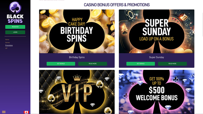 Black Spins Casino — Promotions page