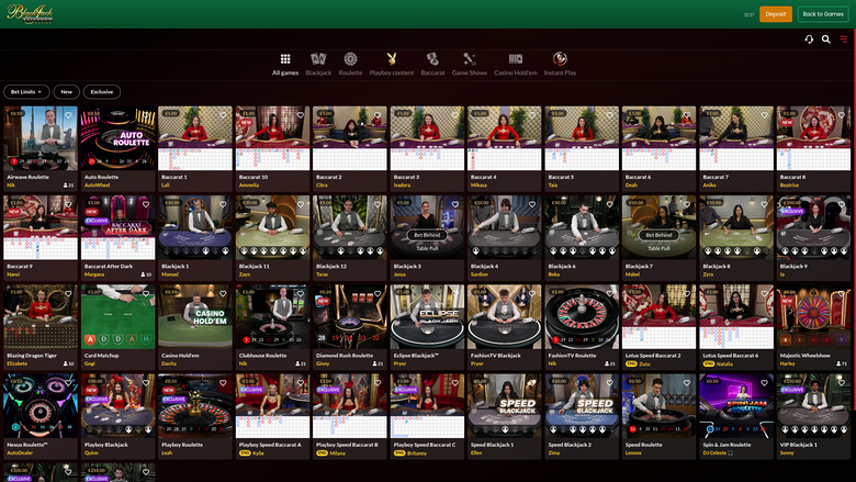 Blackjack Ballroom — Live dealer lobby