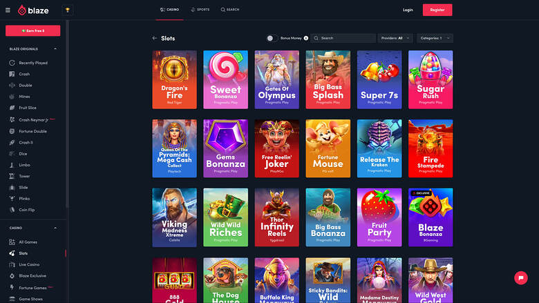 Blaze — Games lobby
