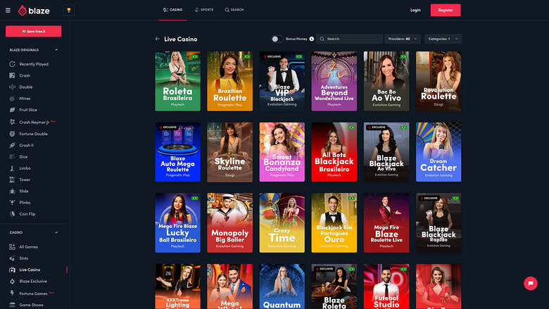 Blaze — Live dealer lobby