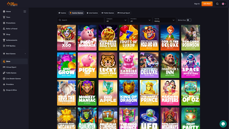 BlazeSpins Casino — Games lobby