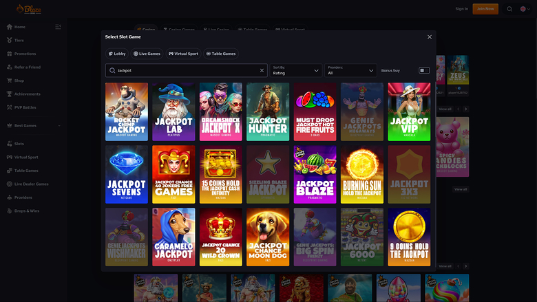 BlazeSpins Casino — Jackpot games