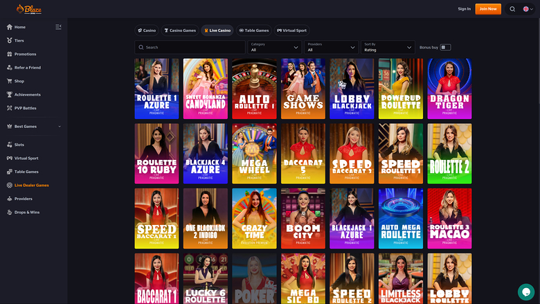BlazeSpins Casino — Live dealer lobby