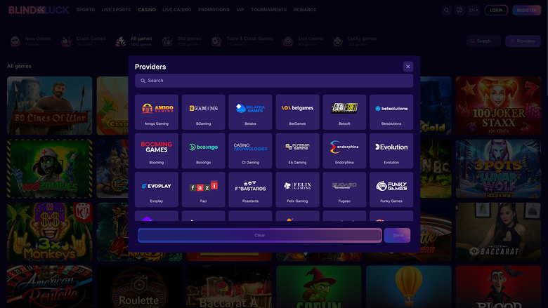 BlindLuck Casino — Games by studio