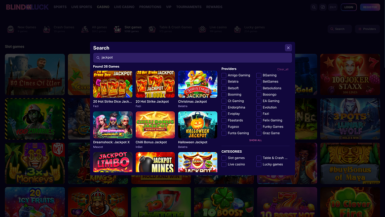 BlindLuck Casino — Jackpot games